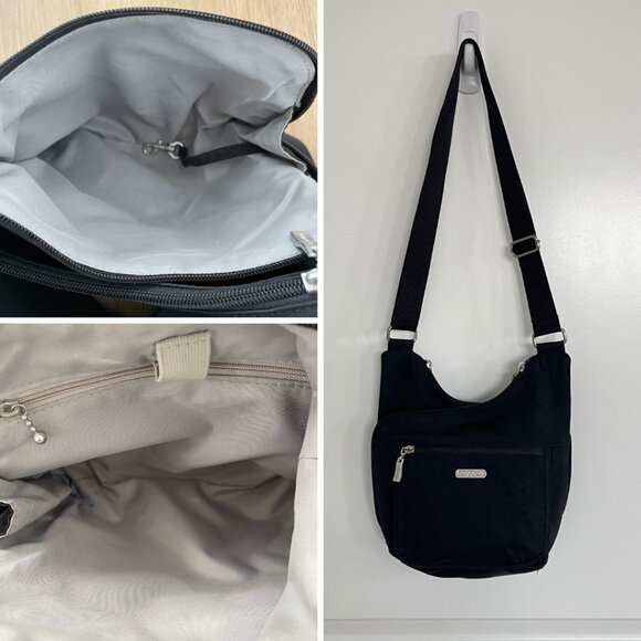 Baggalini Purse Cross Body Bag Black Crossover Travel Nylon 0856040 Animal Print - Picture 10 of 13